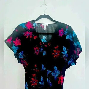 Leith Black Floral Maxi Dress XS